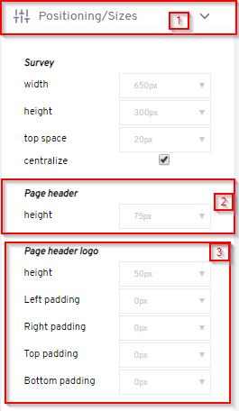 settings for the logo in your survey