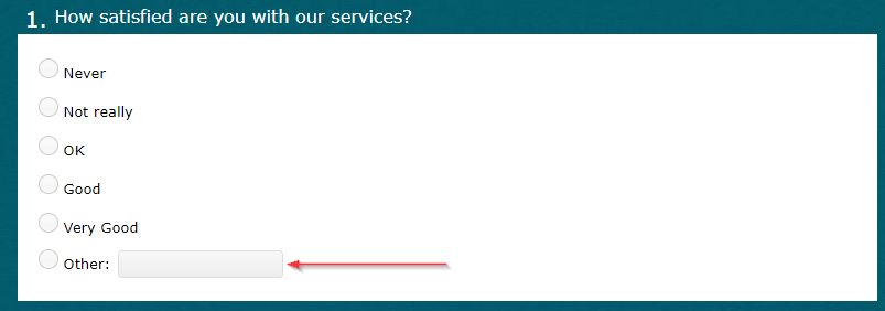 Exta input veld in singel choice question example