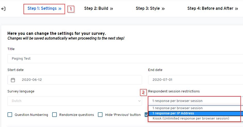 Online survey Ip address restriction