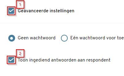 toon enquete antworden aan respondenten