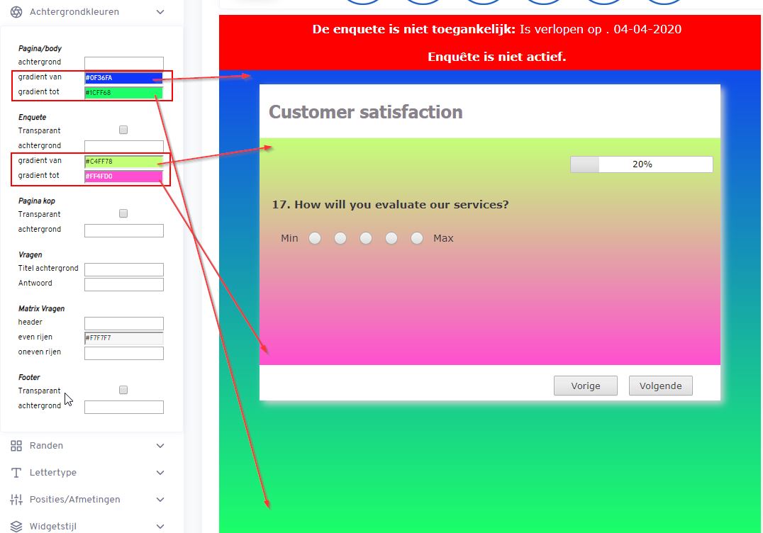 Kleurverloop voor je enquete