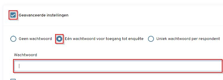 hoe stel ik een wachtwoord in mijn enquete