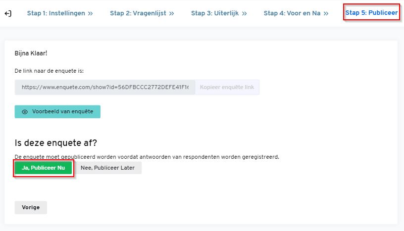 hoe publiceer ik mijn enquete?