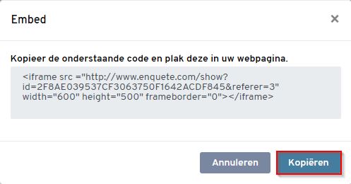 Kopier uw enquete iframe code