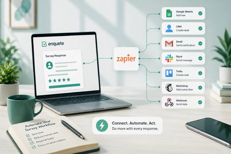 7 façons d’automatiser votre workflow d’enquête avec Enquete et Zapier
